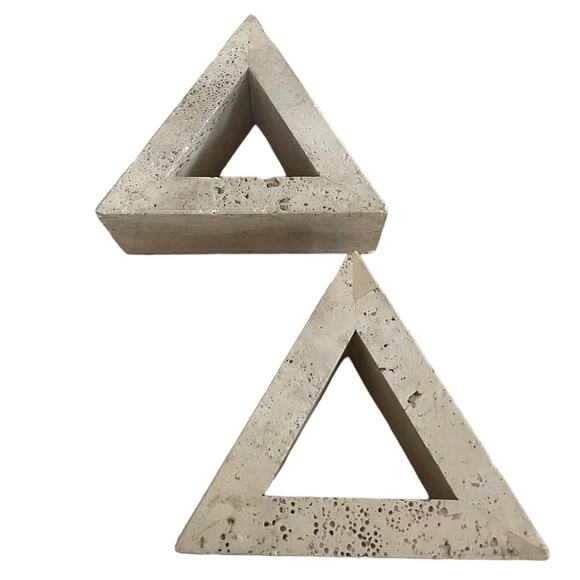PAIR Travertine Bookends Triangle Delta Stone Home Decor Interior Design Natural - Picture 6 of 10